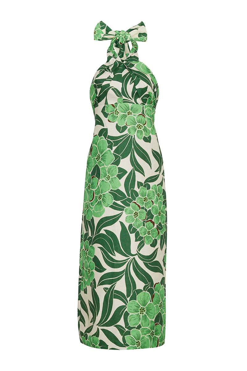 Perla Midi Dress in Palm Beach Green Nines Apparel Perla Midi Dress in Palm Beach Green Nines Apparel