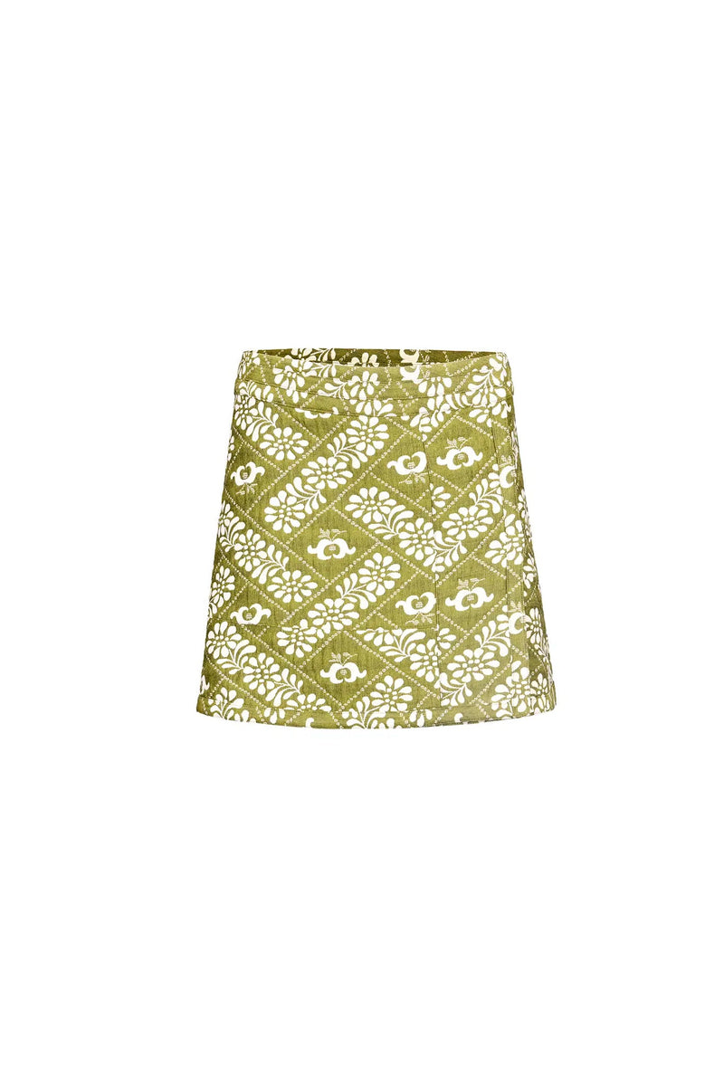 Powell Skirt in Jacquard Olive