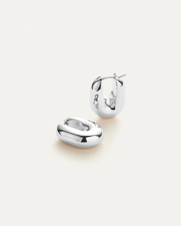 Puffy U-Link Earrings in Silver