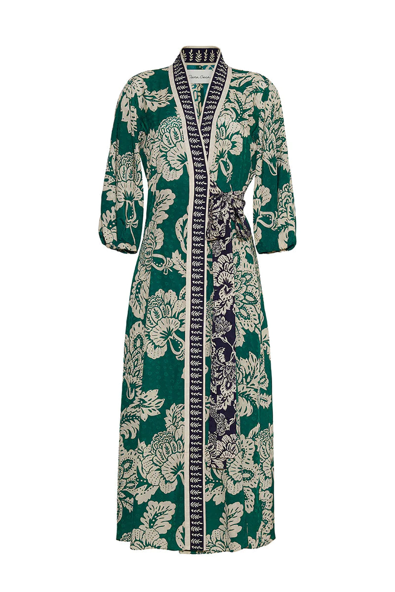 Rosewood Dress in Flora Stamp Green
