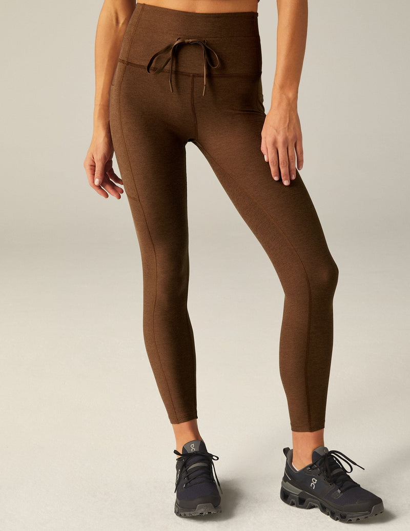 Spacedye Go Pocket Midi Legging in Bold Mocha Heather