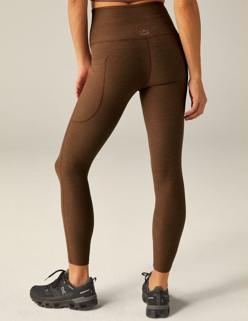 Spacedye Go Pocket Midi Legging in Bold Mocha Heather