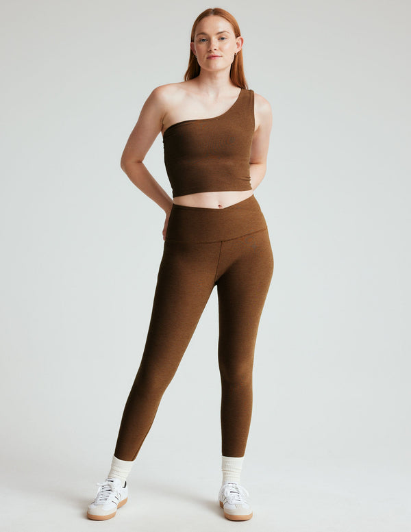 Spacedye The Bold Shoulder Cropped Tank in Bold Mocha Heather