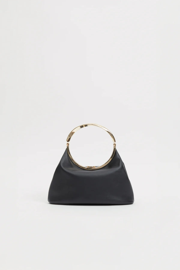 Luca Leather Top Handle Bag in Black