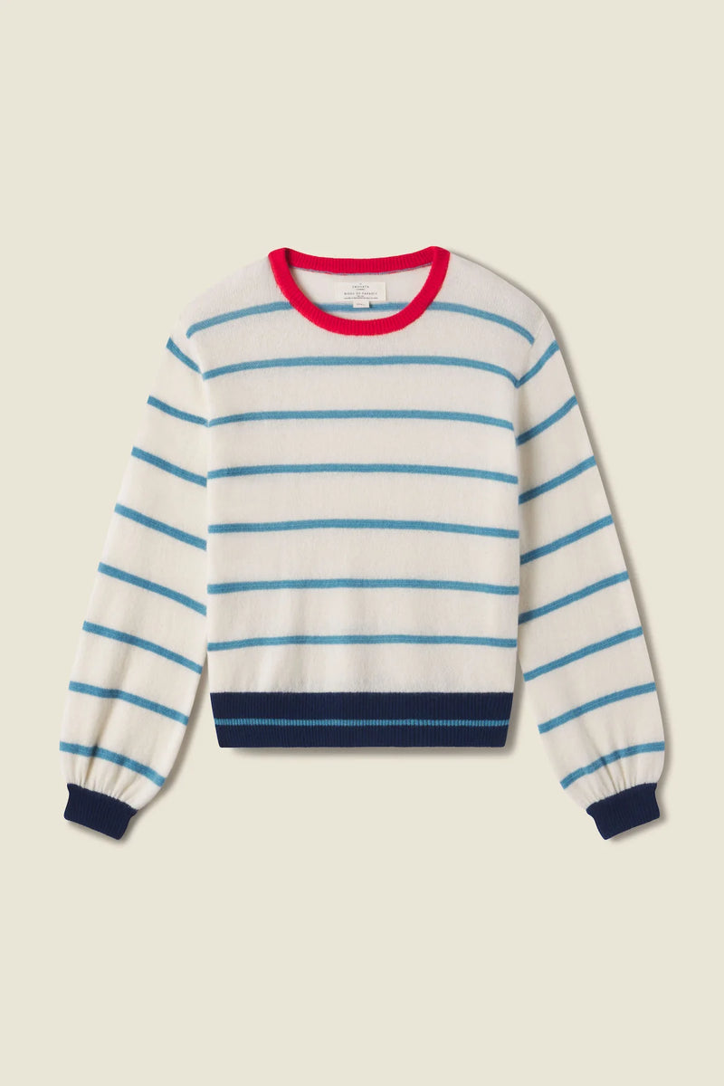 Ryann Sweater in Antique White with Blue Stripes