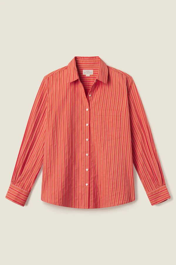 Blake Oversized Shirt in Terracotta Stripe