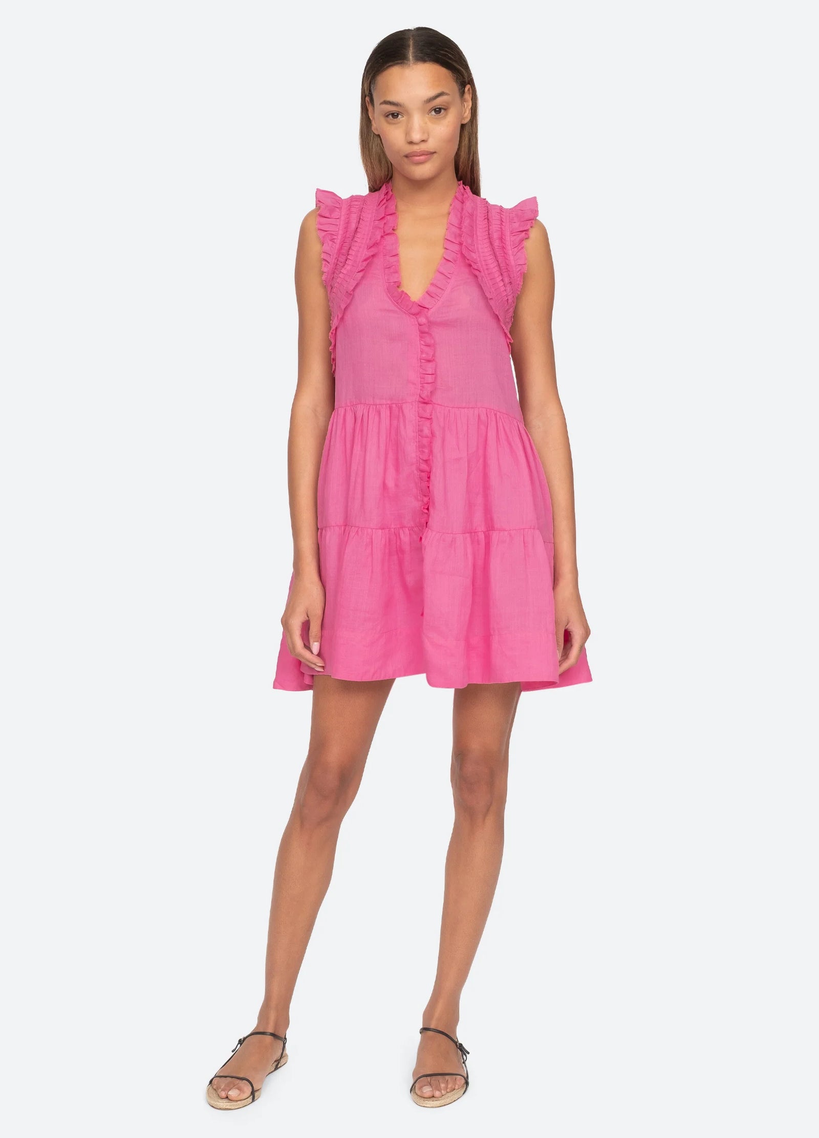 Cole Smocked Flutter-Sleeve Dress in Pink – Nines Apparel