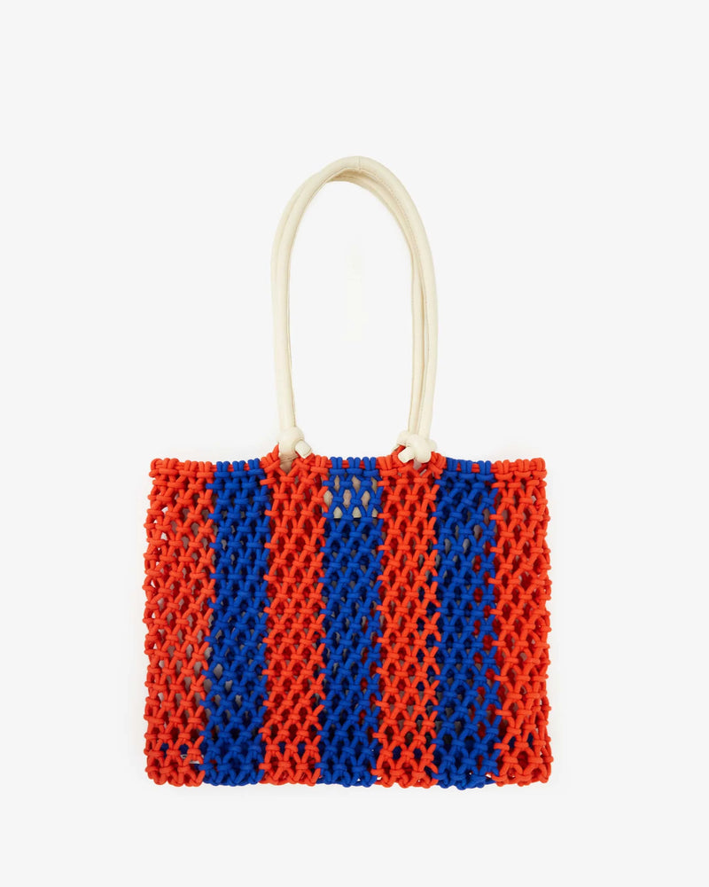 Sandy in Cobalt and Bright Poppy Stripe