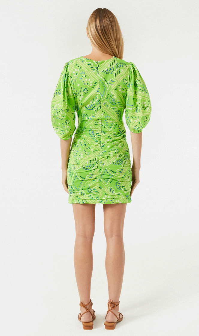Isla Dress in Lime Diamond Stitch