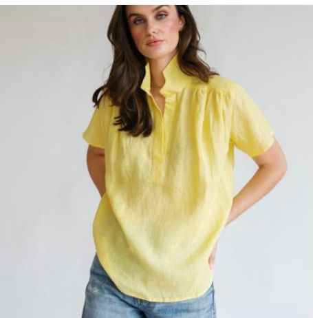 Addie Top in Yellow Linen