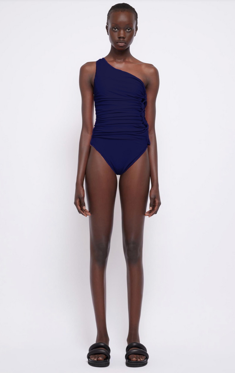 Huntley Corded One Shoulder One Piece in Midnight