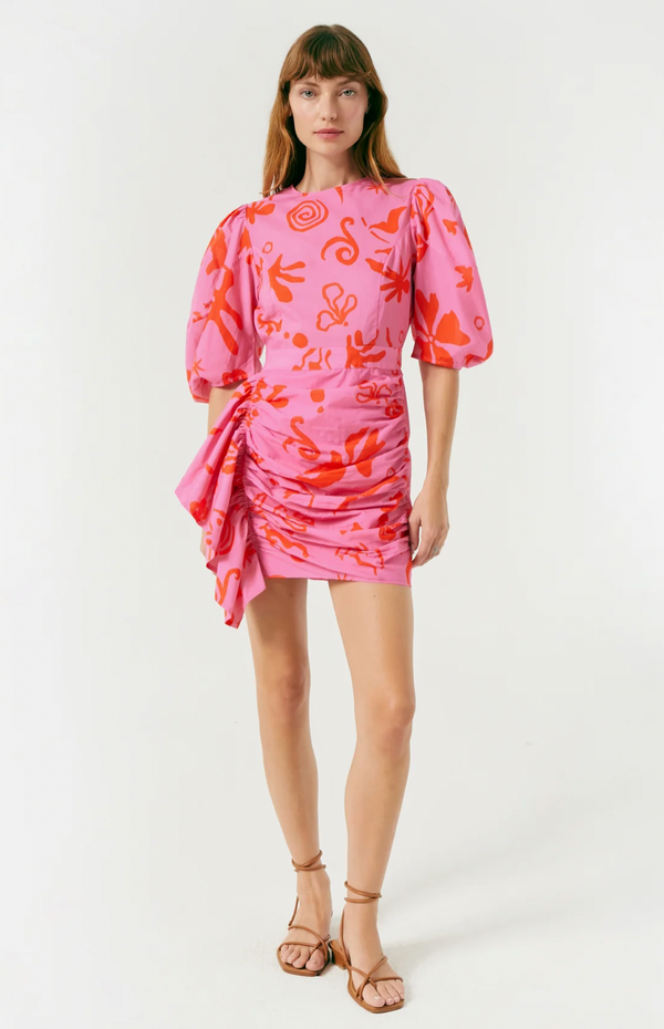 Pia Dress in Pink Botanic Abstract