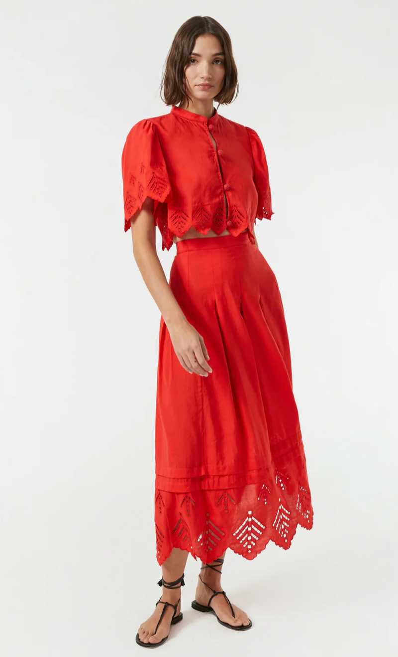 Luis Skirt in Scarlet Eyelet