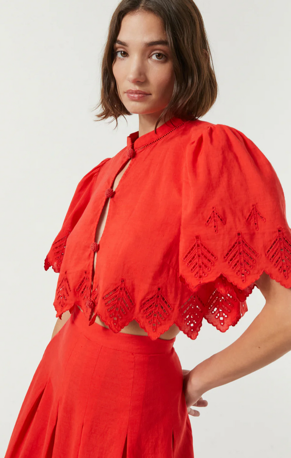 Nita Top in Scarlet Eyelet