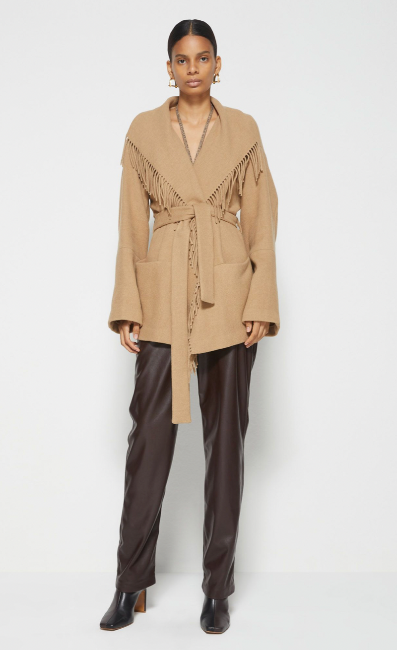 Rowen Fringe Jacket in Camel