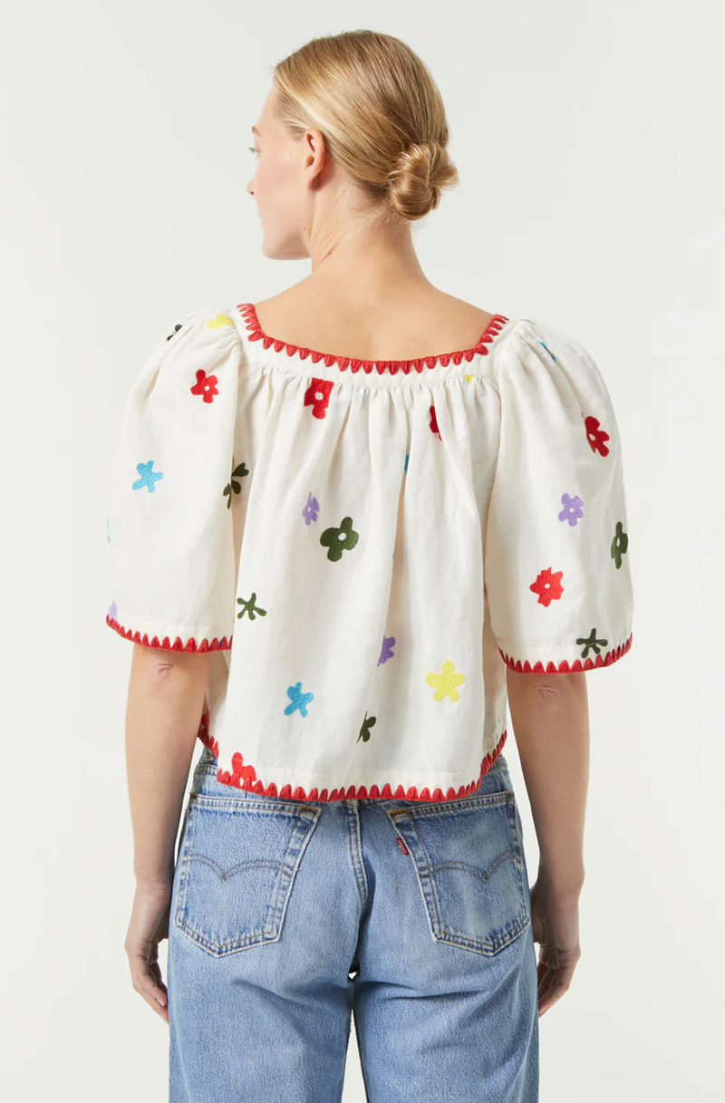 Gabriel Top in Macadamia Bahia Bloom Embroidery