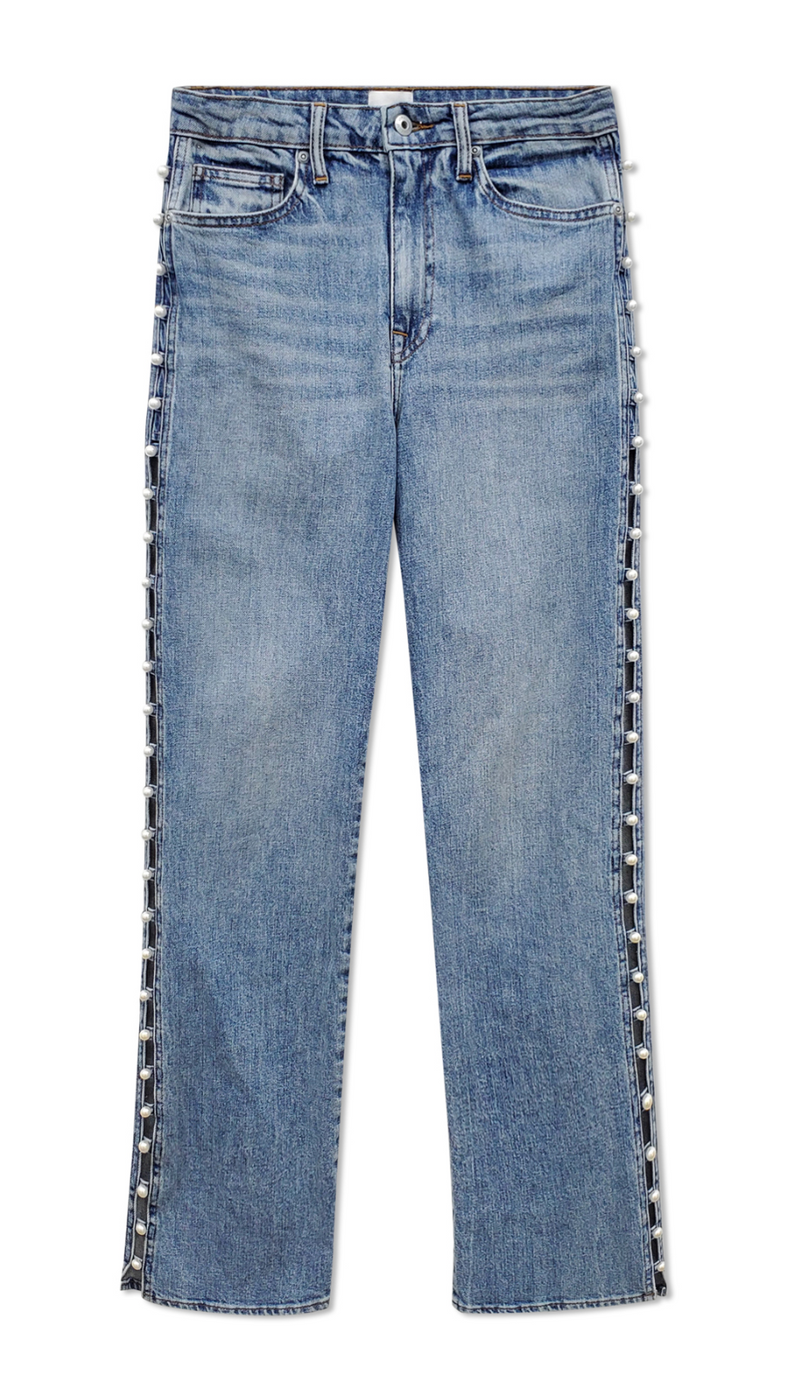 Amelia High Rise Pearl Embellished Denim in Juno