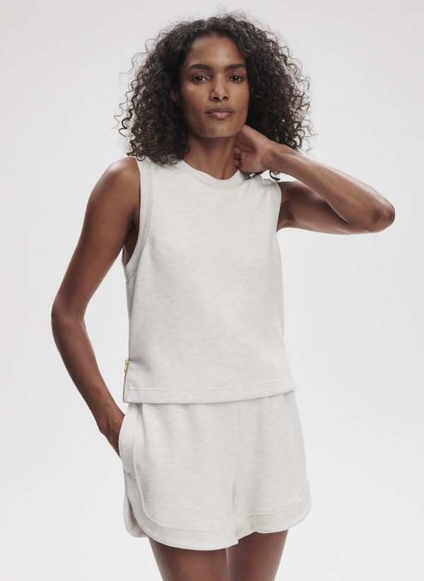 Shea Crop Tank in Ivory Marl