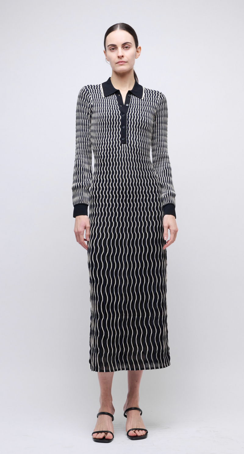 Kassidy Polo Midi Dress in Black Multi