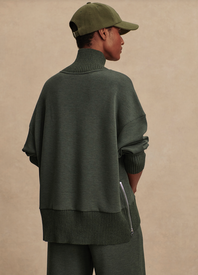 Barker High Neck Sweat in Olive Marl