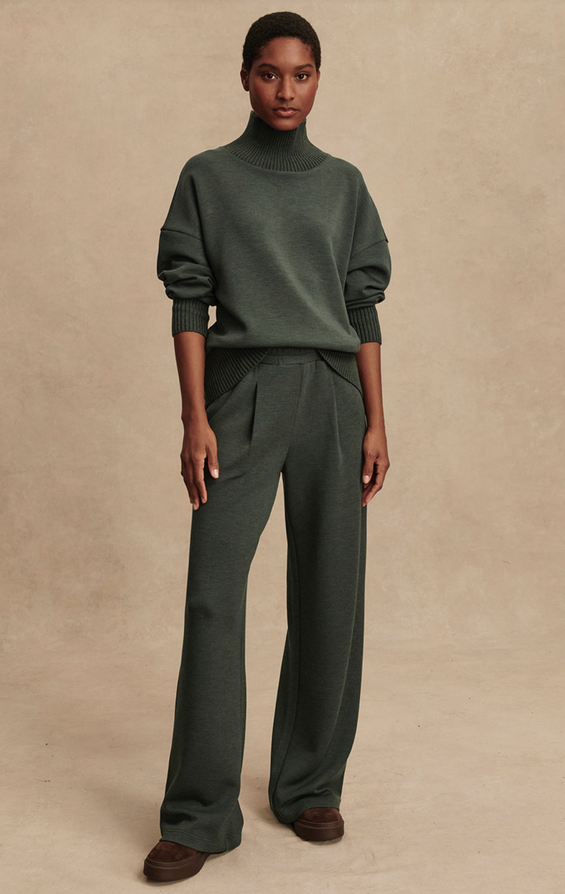 Extra Wide Leg Pant 29.5" in Olive Marl