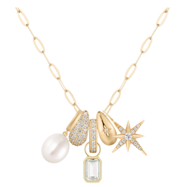 Pearl Charm Necklace Length 16" -18"