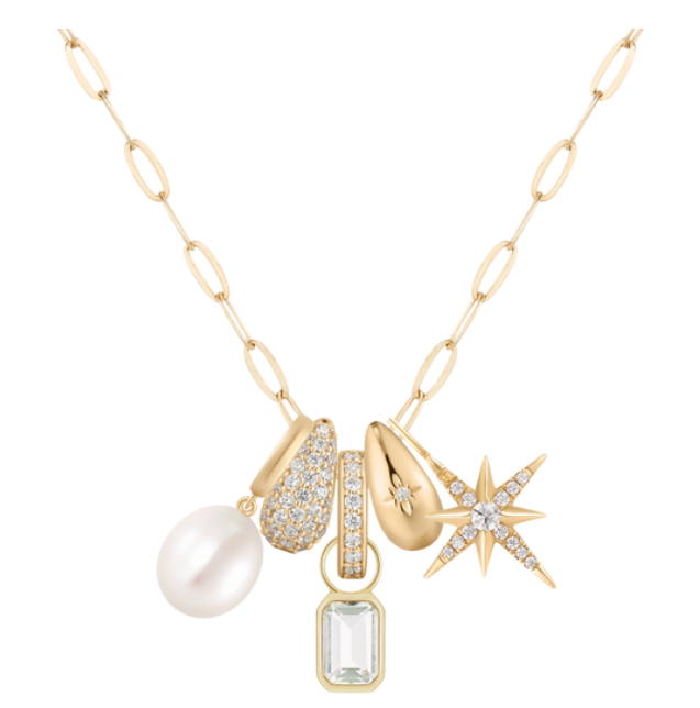 Pearl Charm Necklace Length 16" -18"