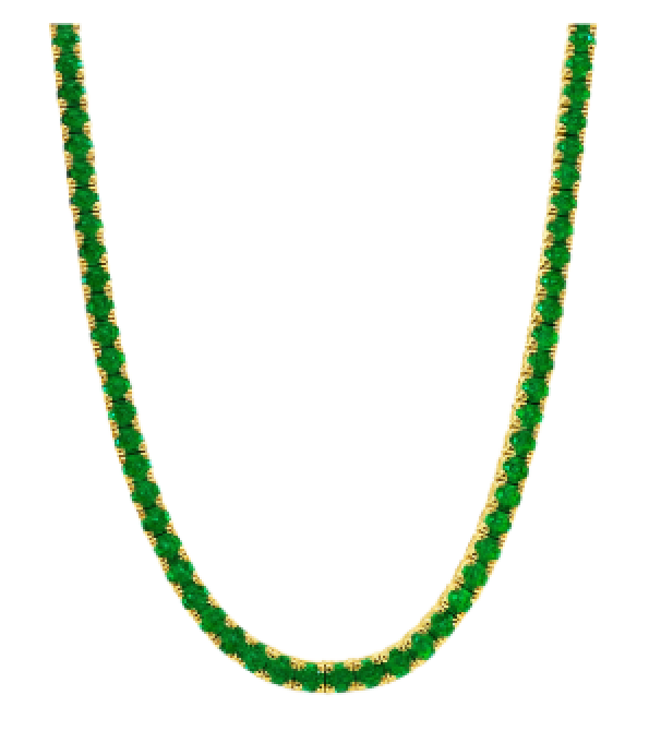 Emerald CZ Tennis Necklace - 16"