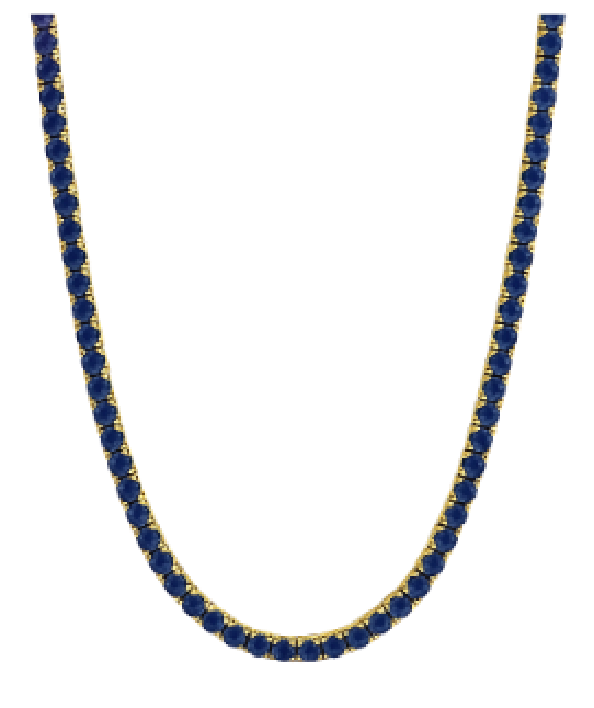 Blue Sapphire CZ Tennis Necklace - 16"