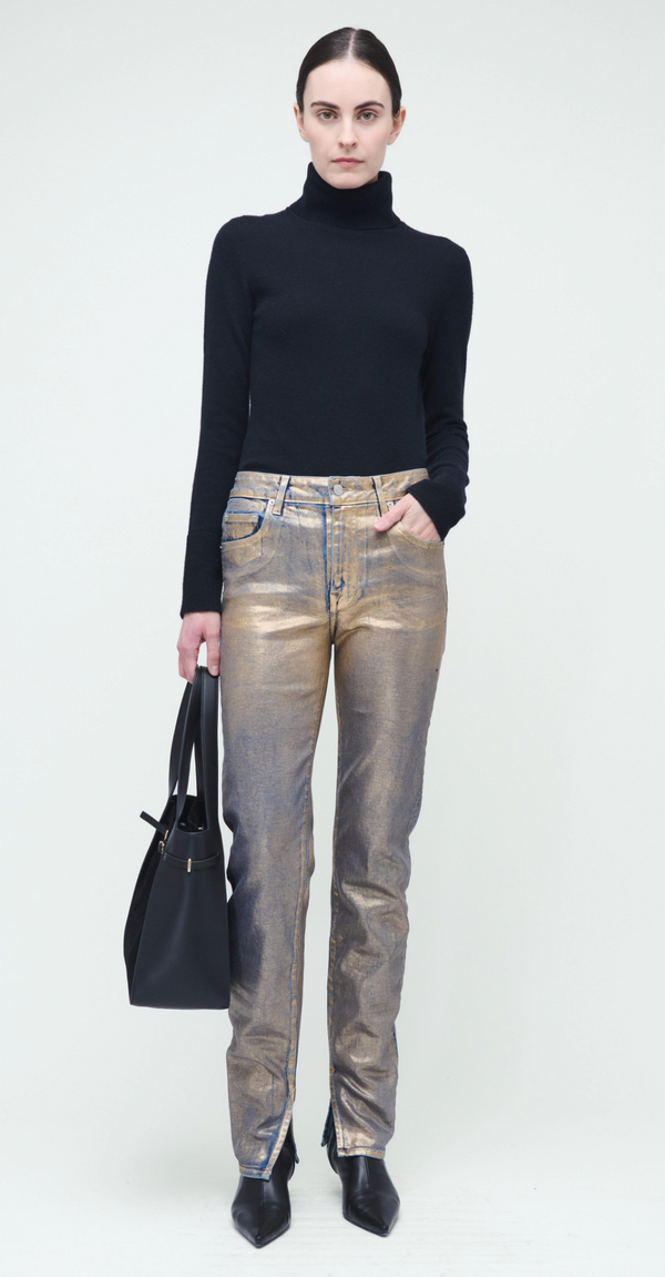 Rae High Rise Jean in Matte Gold