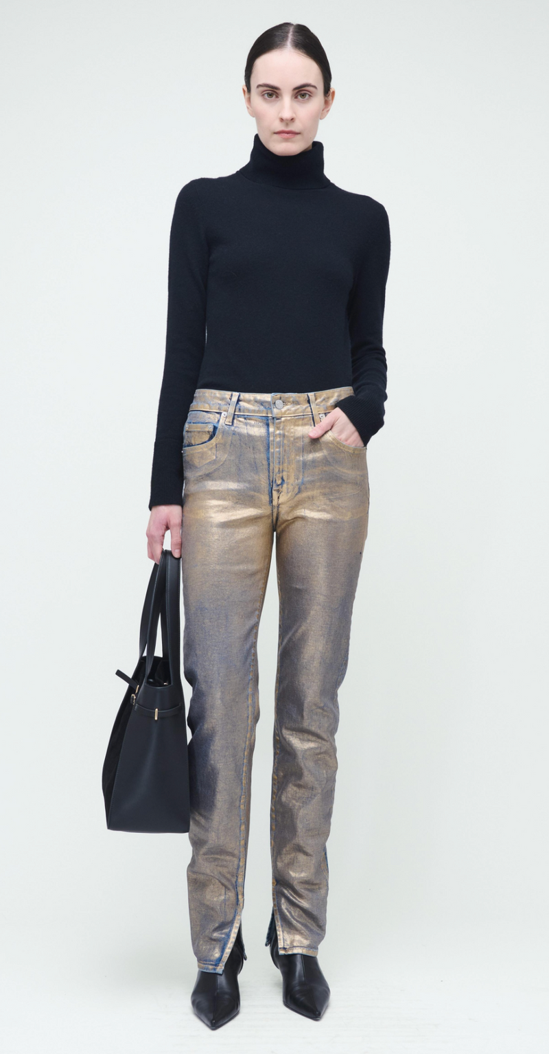 Rae High Rise Jean in Matte Gold