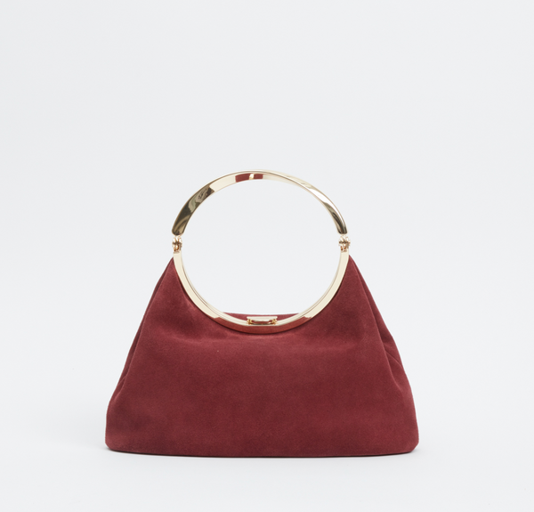 Luca Suede Top Handle Bag in Cranberry