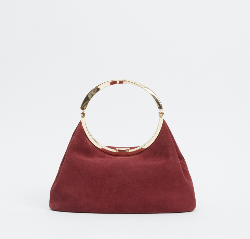 Luca Suede Top Handle Bag in Cranberry
