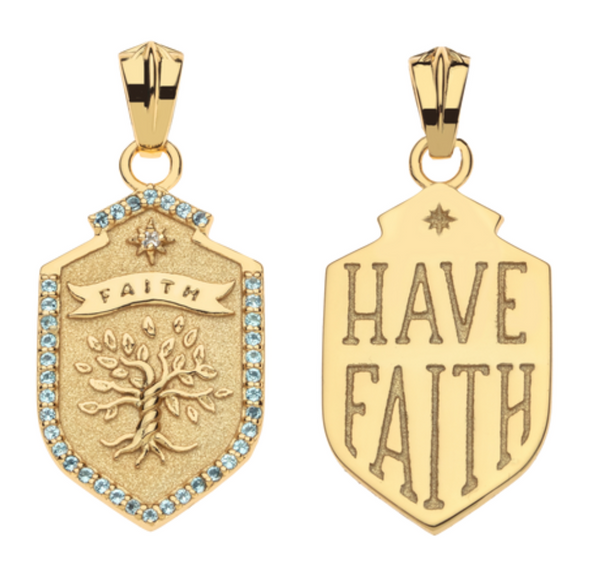 FAITH Shield Pendant - 16-18" Classic Rolo Chain