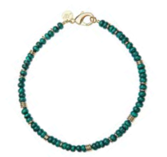 Gumdrop Beaded Necklace in Malachite