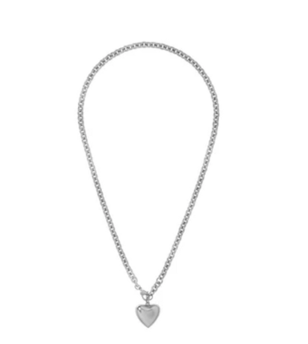 Mini Puffy Heart Necklace in Silver