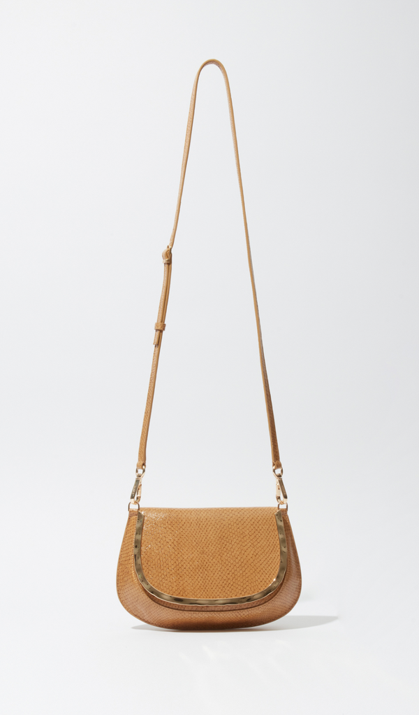 Logan Debased Leather Crossbody in Camel