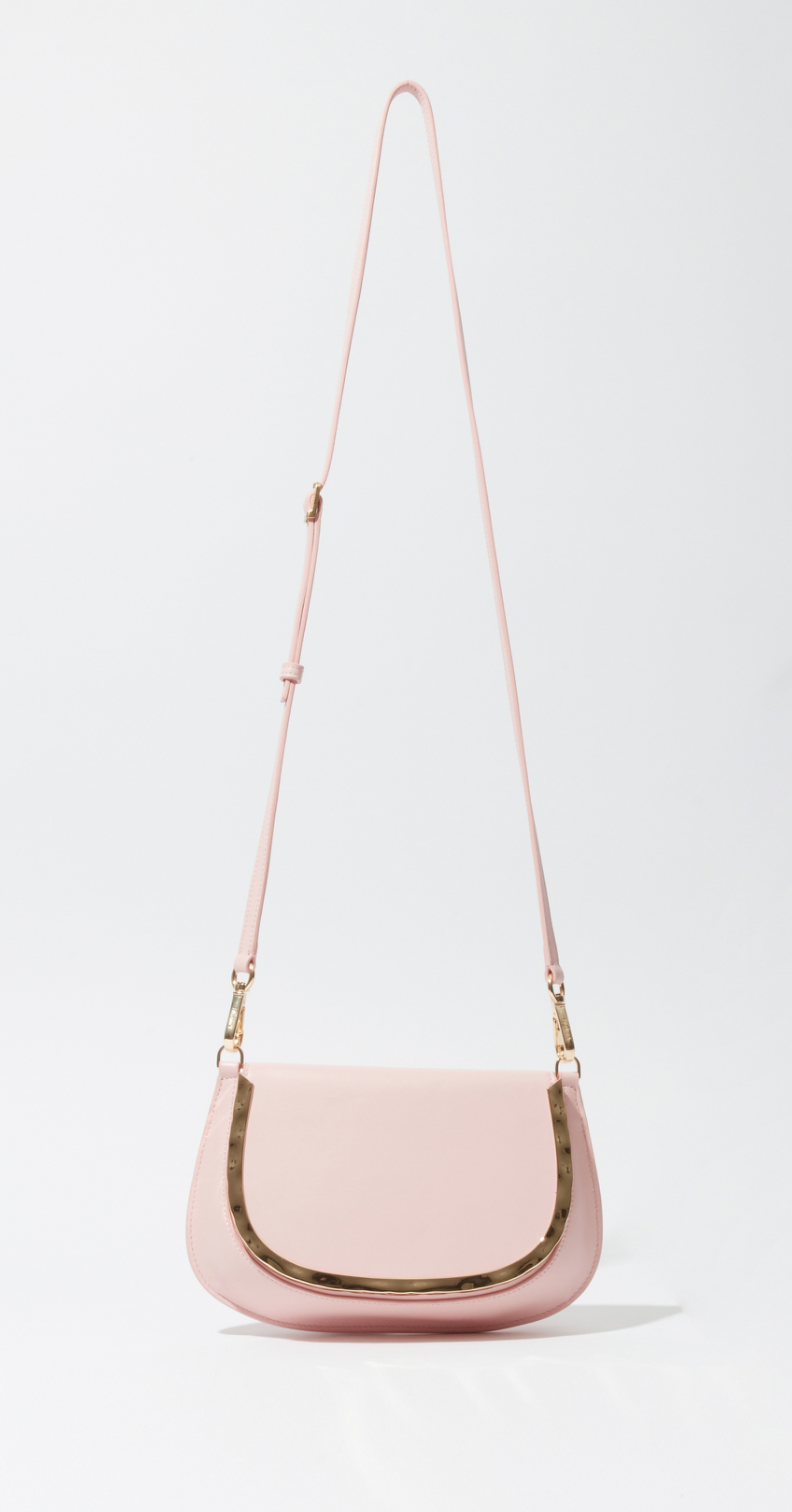 Logan Leather Crossbody in Pale Pink