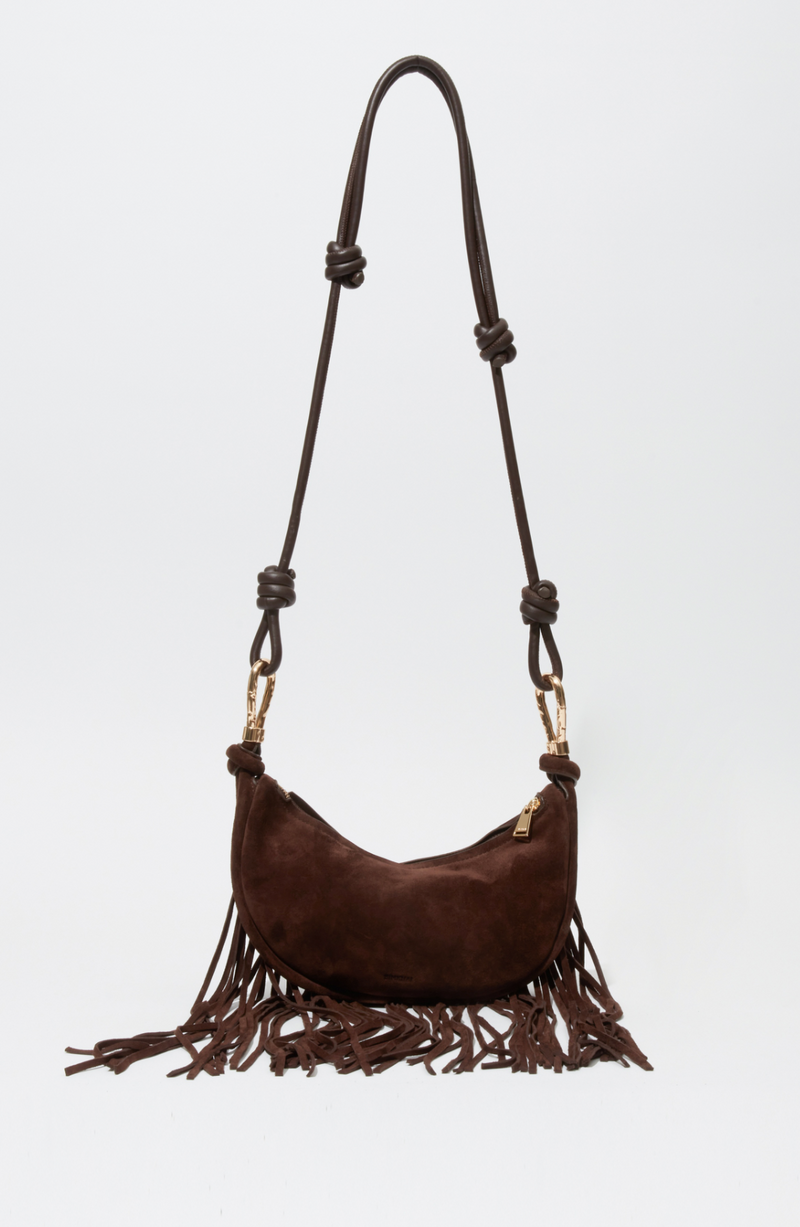 Avery Fringe Suede Crossbody in Cacao