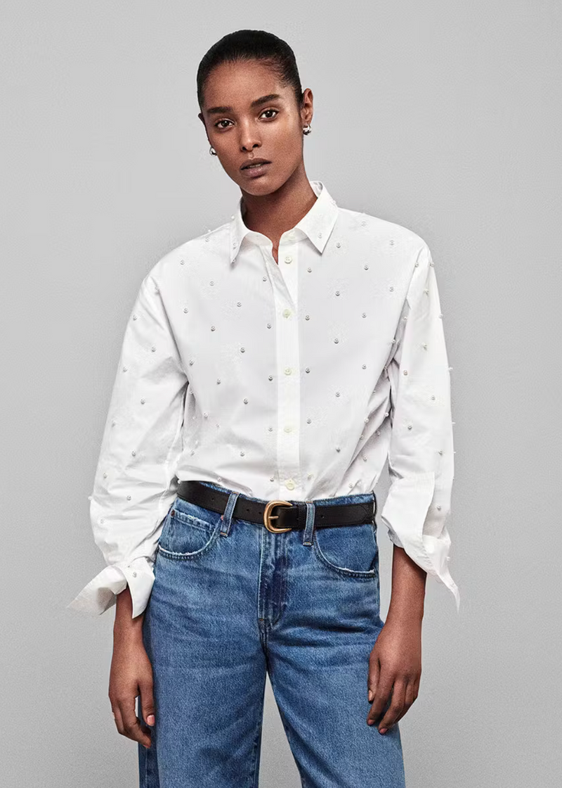 The Oversized Pearl Shirt in White