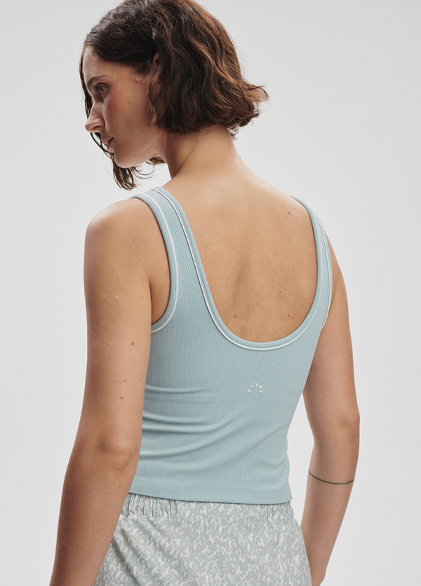 Barney Piped Tank in Ether Blue