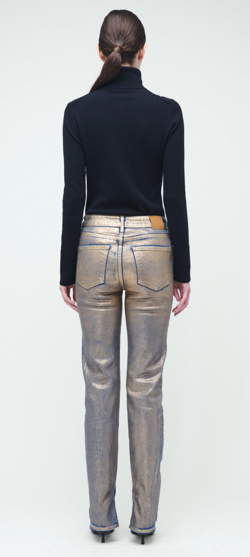 Rae High Rise Jean in Matte Gold