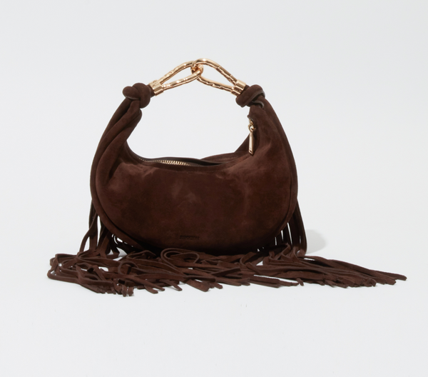 Avery Fringe Suede Crossbody in Cacao