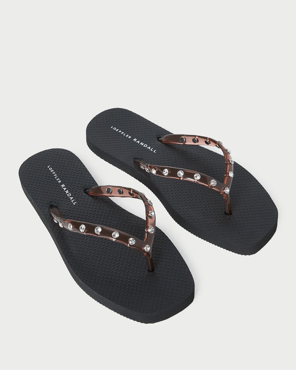 Taryn Crystal Jelly Flip Flop in Brown/Black