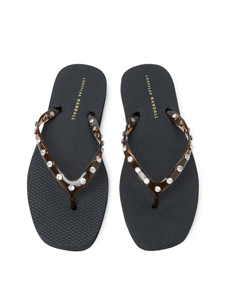 Taryn Crystal Jelly Flip Flop in Brown/Black