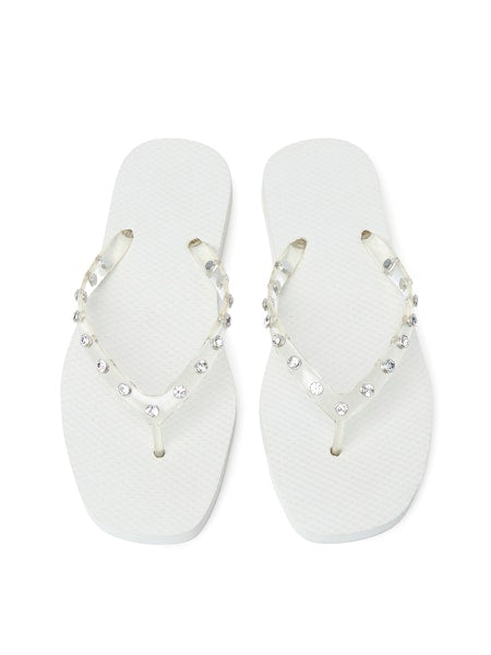 Taryn Crystal Jelly Flip Flop in Cream/Crystal