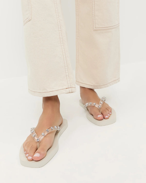Taryn Crystal Jelly Flip Flop in Cream/Crystal