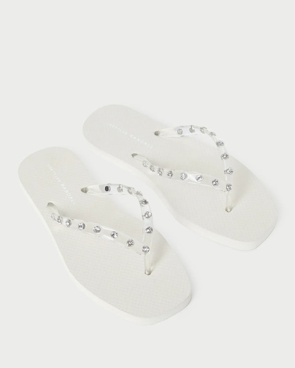 Taryn Crystal Jelly Flip Flop in Cream/Crystal