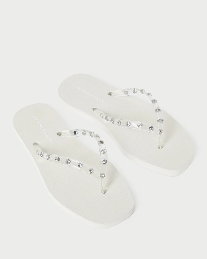 Taryn Crystal Jelly Flip Flop in Cream/Crystal