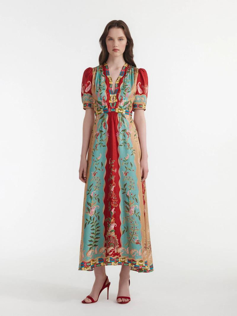 Tabitha Dress in Paisley Vines Plmt